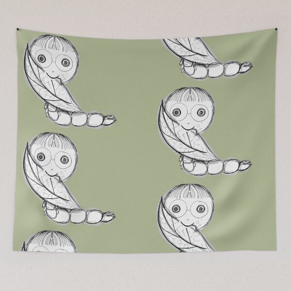 Item preview, Doodle worm eat leaf drawn cartoon designed and sold by nongsao4.