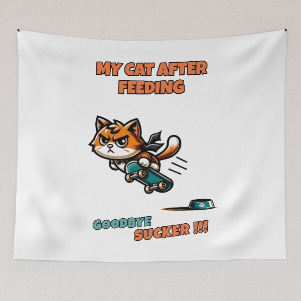 Item preview, arrogant, grumpy cat rides away on skateboard Kawaii funny saying designed and sold by Bouldershop.