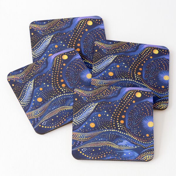 Item preview, Starry night inspired Australian Aboriginal dot art design designed and sold by anins-azuree.