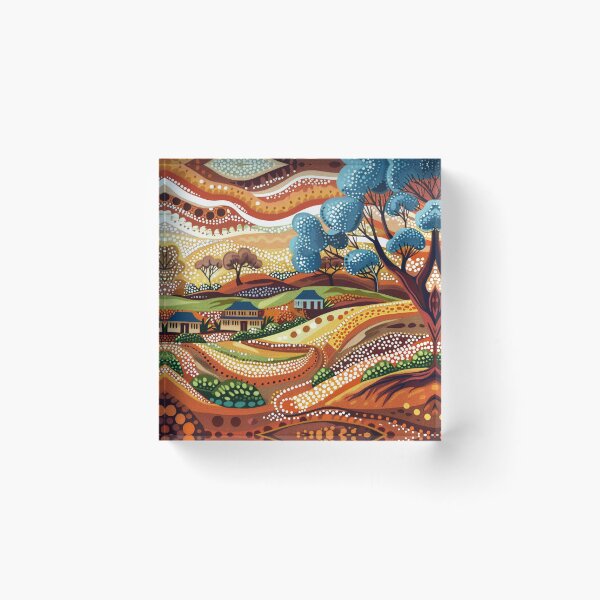 Item preview, Australian Aboriginal dot art village landscape designed and sold by anins-azuree.