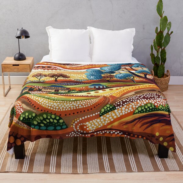 Item preview, Australian Aboriginal dot art village landscape designed and sold by anins-azuree.