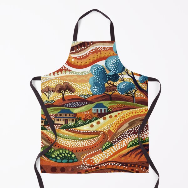 Item preview, Australian Aboriginal dot art village landscape designed and sold by anins-azuree.