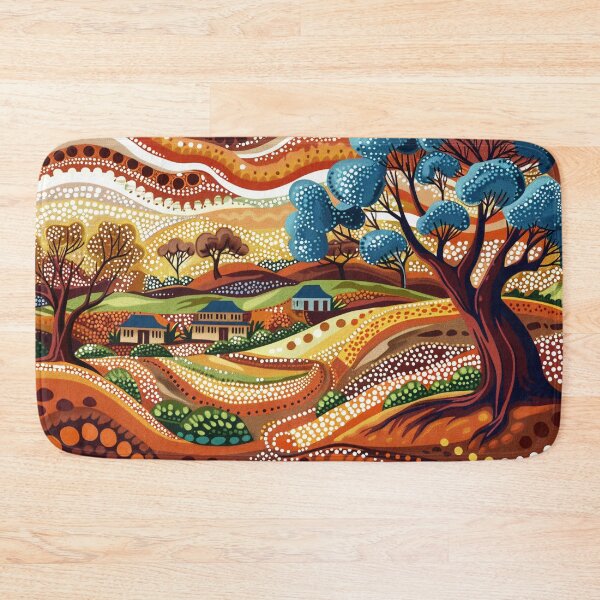 Item preview, Australian Aboriginal dot art village landscape designed and sold by anins-azuree.
