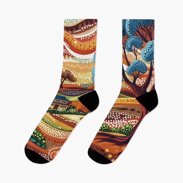 Item preview, Australian Aboriginal dot art village landscape designed and sold by anins-azuree.