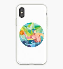Water Polo Player Throw Ball Circle Low Polygon iPhone Case