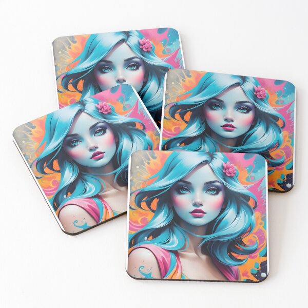 Item preview, Vision of Blue Cute Girl standing in a space nebula, fantasy art  designed and sold by PineappleBlend.
