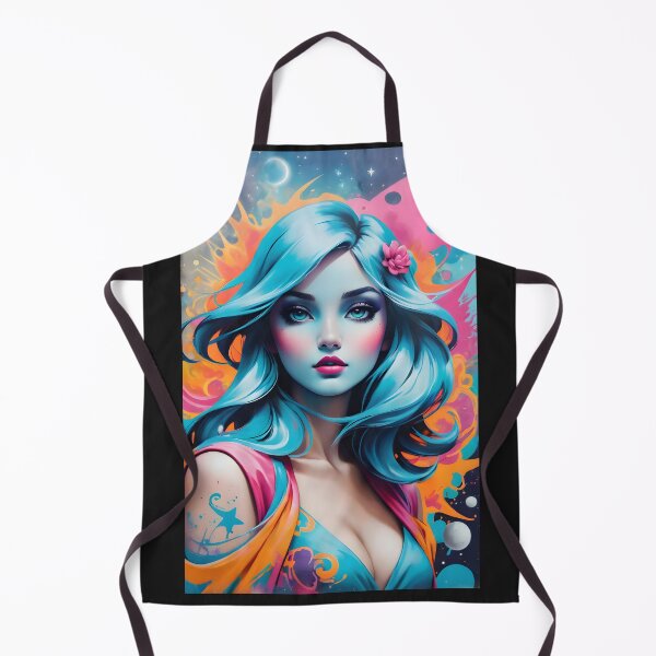 Item preview, Vision of Blue Cute Girl standing in a space nebula, fantasy art designed and sold by PineappleBlend.