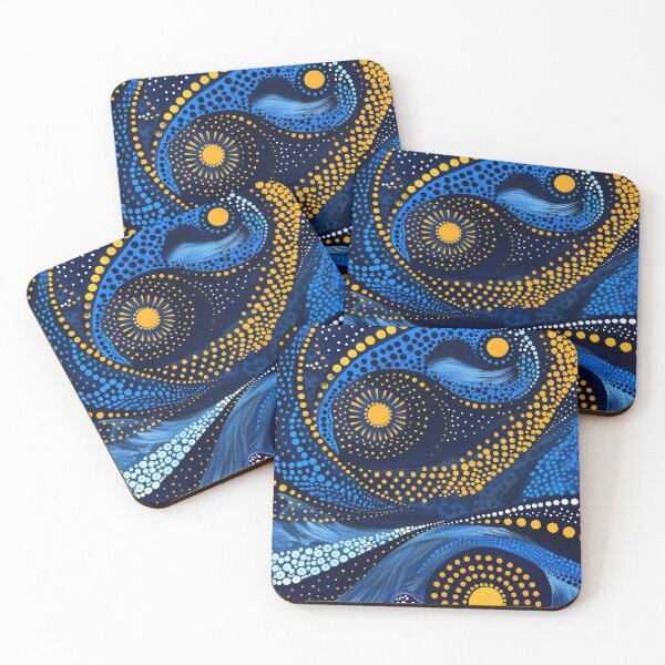 Item preview, Starry night inspired Australian Aboriginal dot art design designed and sold by anins-azuree.