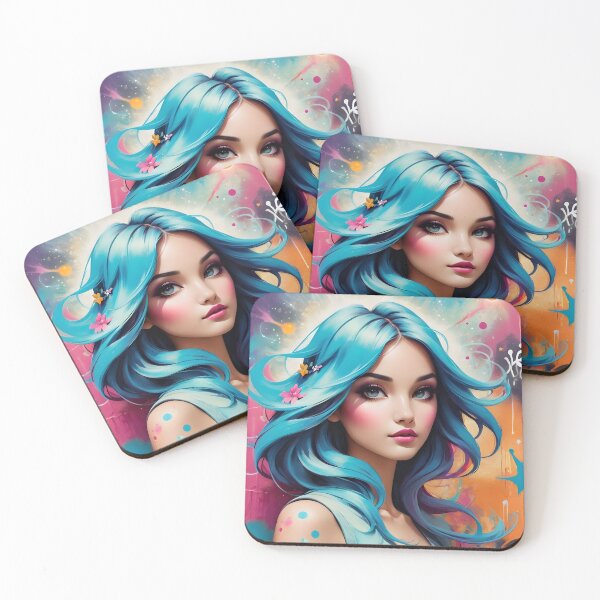 Item preview,  Vision of Blue 2, Cute Girl standing in a space nebula, fantasy art  designed and sold by PineappleBlend.