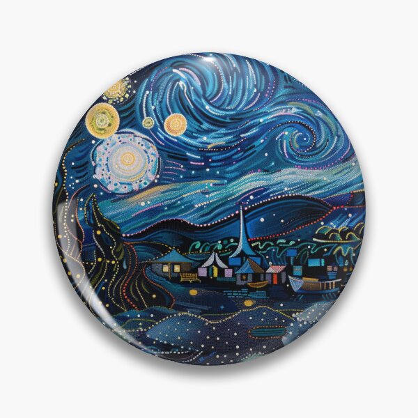 Item preview, Starry night inspired Australian Aboriginal dot art design designed and sold by anins-azuree.
