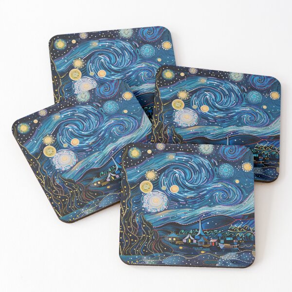 Item preview, Starry night inspired Australian Aboriginal dot art design designed and sold by anins-azuree.