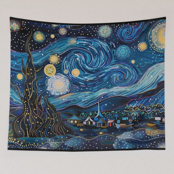 Item preview, Starry night inspired Australian Aboriginal dot art design designed and sold by anins-azuree.