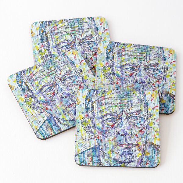 Item preview, RENÈ CHAR watercolor and ink portrait designed and sold by lautir.