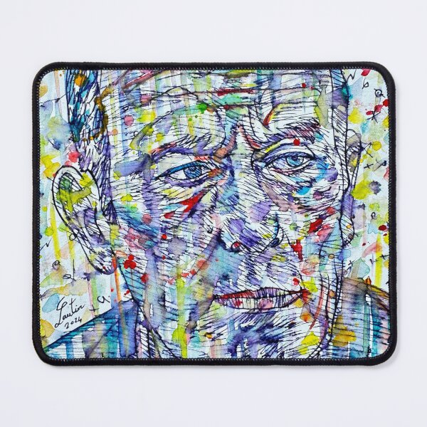 Item preview, RENÈ CHAR watercolor and ink portrait designed and sold by lautir.