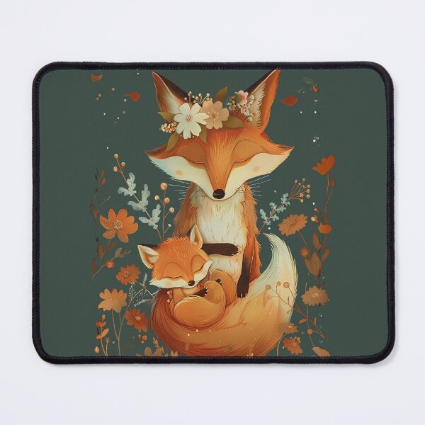 Item preview, Fox and flowers with baby - a loving family of foxes  designed and sold by ArtPompon.