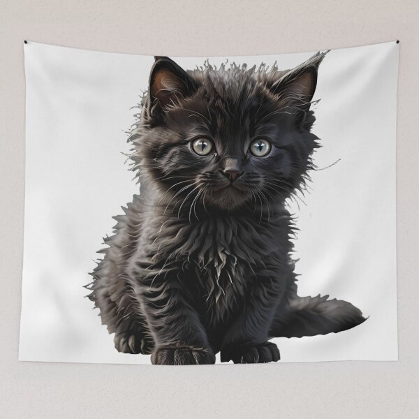 Item preview, Black fluffy cat designed and sold by GIFT4S.
