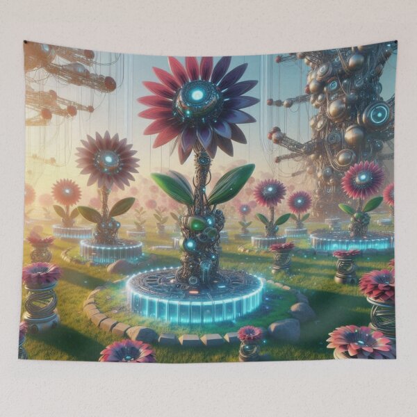 Item preview, Cybernetic Garden With Mechanical Flowers. designed and sold by IrsathThaslima.