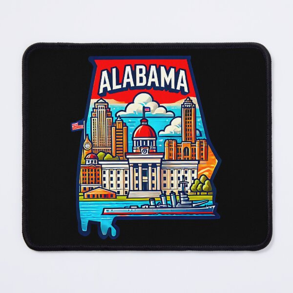Item preview, Alabama State Map USA Skyline and Landmarks Illustration- travel souvenir art designed and sold by Unitepeople.