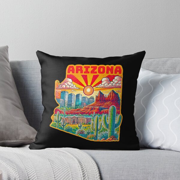 Item preview, Arizona State Map USA Skyline and Landmarks Illustration- travel souvenir art designed and sold by Unitepeople.