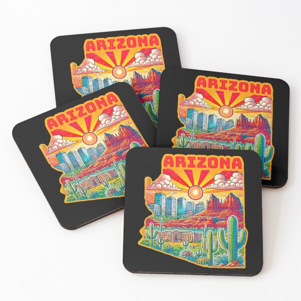 Item preview, Arizona State Map USA Skyline and Landmarks Illustration- travel souvenir art designed and sold by Unitepeople.