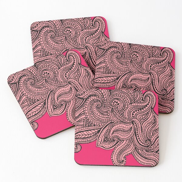 Item preview, Pink shades paisley floral pattern print designed and sold by SpinklyCreations.