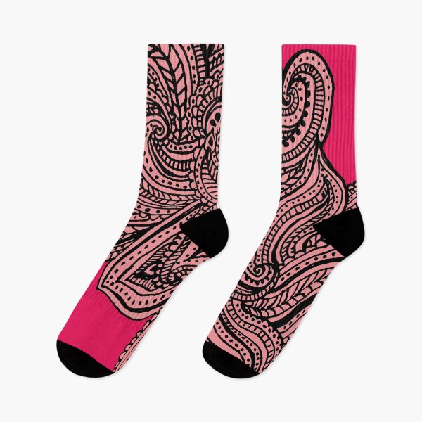 Item preview, Pink shades paisley floral pattern print designed and sold by SpinklyCreations.