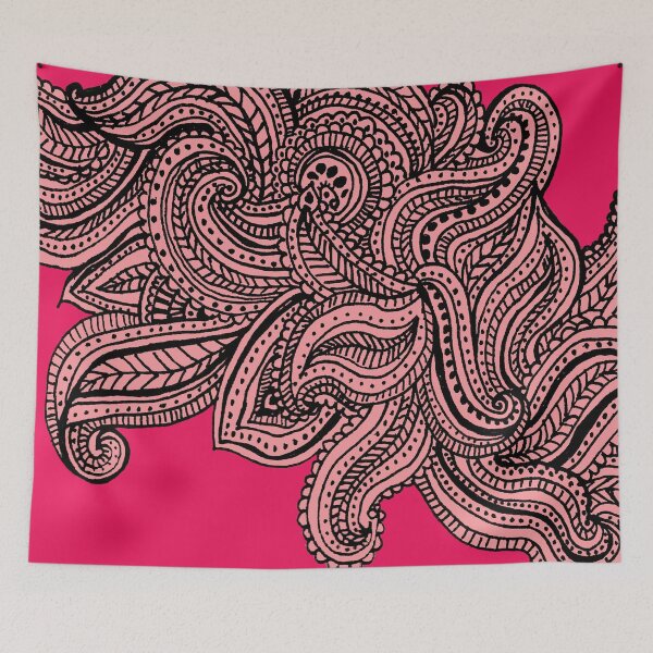 Item preview, Pink shades paisley floral pattern print designed and sold by SpinklyCreations.