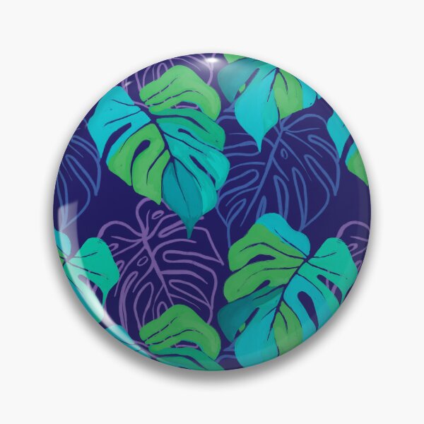 Item preview, Monstera leaves purple green aqua hand painted designed and sold by lisadetata.