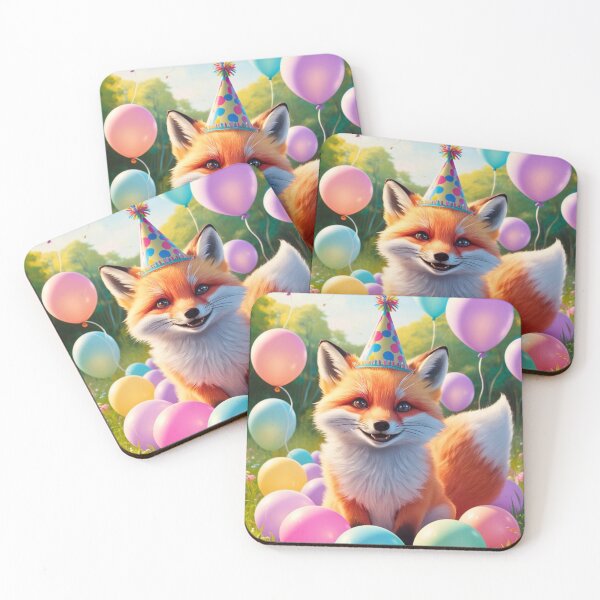 Item preview, Birthday Celebration. Birthday Fox. Adorable fox, birthday balloons, watercolor fox, fox drawing, floral fox designed and sold by FoxVibes.