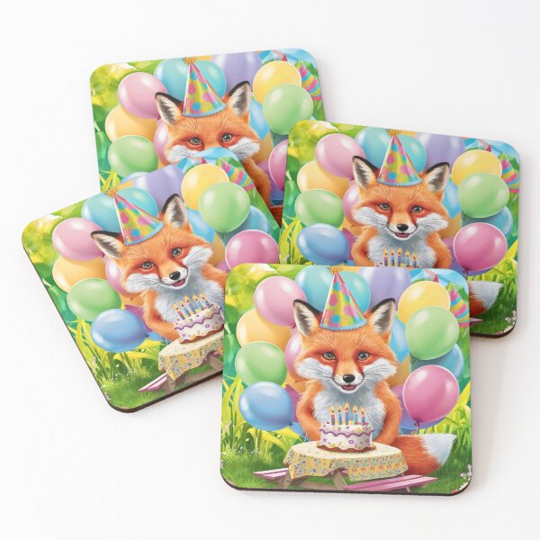 Item preview, Birthday Celebration. Birthday Fox. Adorable fox, birthday balloons, watercolor fox, fox drawing, floral fox designed and sold by FoxVibes.