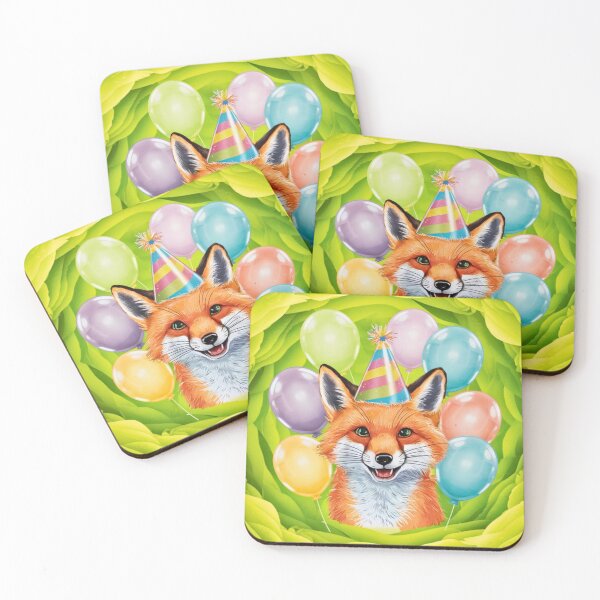 Item preview, Birthday Celebration. Birthday Fox. Adorable fox, birthday balloons, watercolor fox, fox drawing, floral fox designed and sold by FoxVibes.