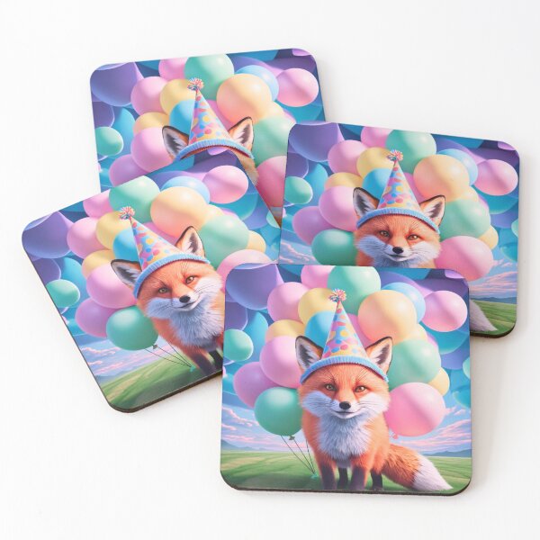 Item preview, Birthday Celebration. Birthday Fox. Adorable fox, birthday balloons, watercolor fox, fox drawing, floral fox designed and sold by FoxVibes.