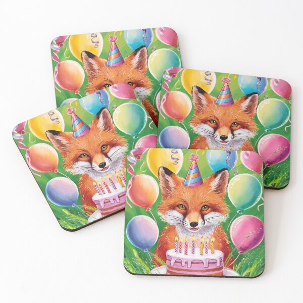 Item preview, Birthday Celebration. Birthday Fox. Adorable fox, birthday balloons, watercolor fox, fox drawing, floral fox designed and sold by FoxVibes.