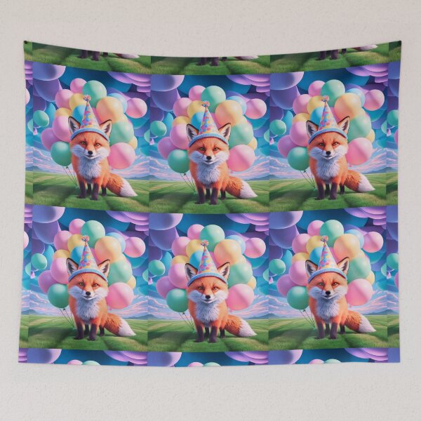 Item preview, Birthday Celebration. Birthday Fox. Adorable fox, birthday balloons, watercolor fox, fox drawing, floral fox designed and sold by FoxVibes.