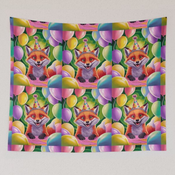 Item preview, Birthday Celebration. Birthday Fox. Adorable fox, birthday balloons, watercolor fox, fox drawing, floral fox designed and sold by FoxVibes.