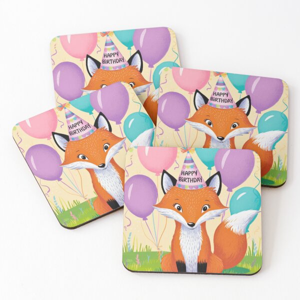 Item preview, Birthday Celebration. Birthday Fox. Adorable fox, birthday balloons, watercolor fox, fox drawing, floral fox designed and sold by FoxVibes.