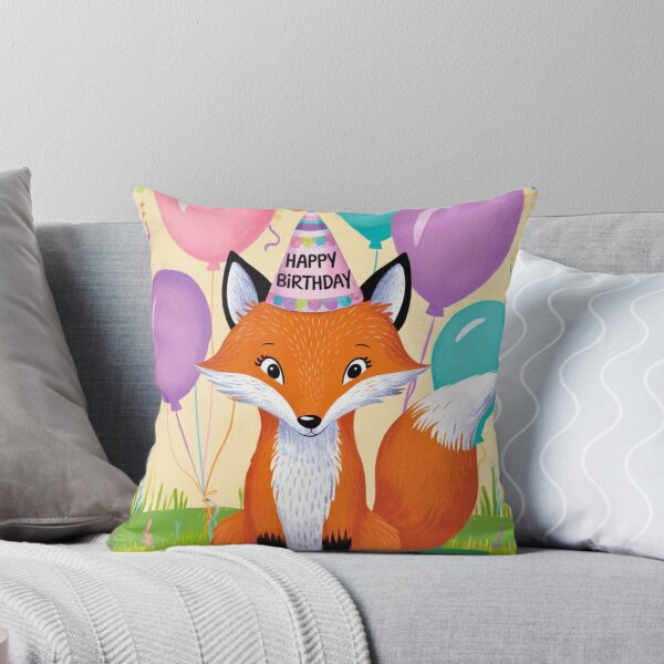 Item preview, Birthday Celebration. Birthday Fox. Adorable fox, birthday balloons, watercolor fox, fox drawing, floral fox designed and sold by FoxVibes.