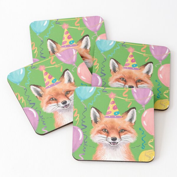 Item preview, Birthday Celebration. Birthday Fox. Adorable fox, birthday balloons, watercolor fox, fox drawing, floral fox designed and sold by FoxVibes.