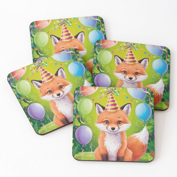 Item preview, Birthday Celebration. Birthday Fox. Adorable fox, birthday balloons, watercolor fox, fox drawing, floral fox designed and sold by FoxVibes.