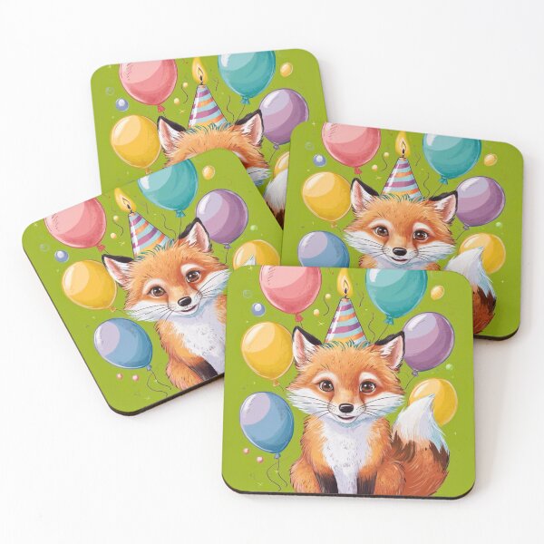 Item preview, Birthday Celebration. Birthday Fox. Adorable fox, birthday balloons, watercolor fox, fox drawing, floral fox designed and sold by FoxVibes.