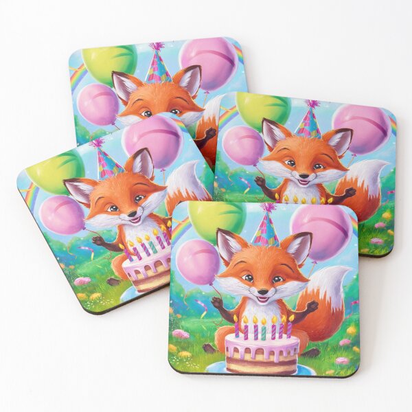 Item preview, Birthday Celebration. Birthday Fox. Adorable fox, birthday balloons, watercolor fox, fox drawing, floral fox designed and sold by FoxVibes.