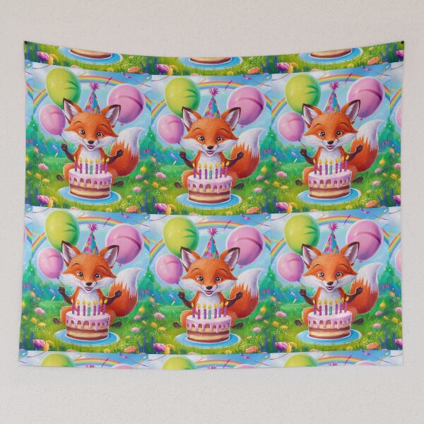 Item preview, Birthday Celebration. Birthday Fox. Adorable fox, birthday balloons, watercolor fox, fox drawing, floral fox designed and sold by FoxVibes.