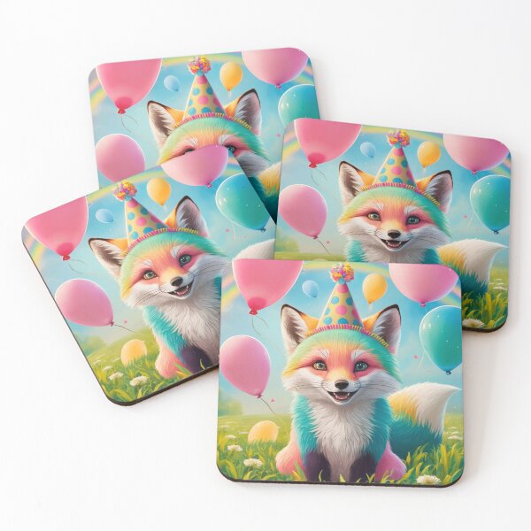 Item preview, Birthday Celebration. Birthday Fox. Adorable fox, birthday balloons, watercolor fox, fox drawing, floral fox designed and sold by FoxVibes.