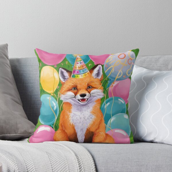 Item preview, Birthday Celebration. Birthday Fox. Adorable fox, birthday balloons, watercolor fox, fox drawing, floral fox designed and sold by FoxVibes.