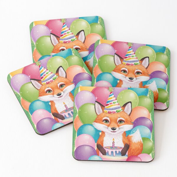 Item preview, Birthday Celebration. Birthday Fox. Adorable fox, birthday balloons, watercolor fox, fox drawing, floral fox designed and sold by FoxVibes.