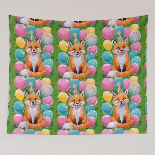 Item preview, Birthday Celebration. Birthday Fox. Adorable fox, birthday balloons, watercolor fox, fox drawing, floral fox designed and sold by FoxVibes.