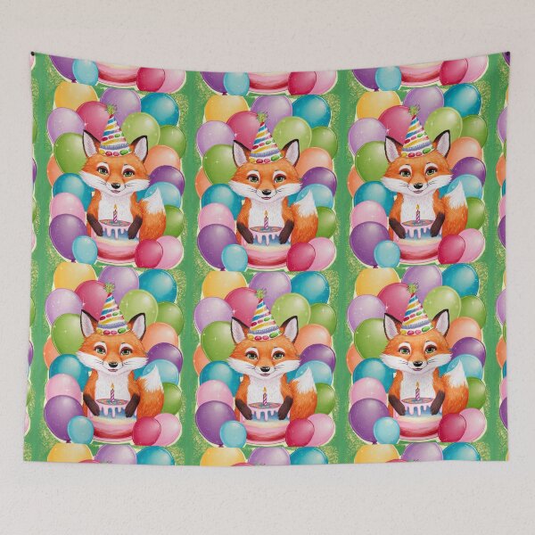 Item preview, Birthday Celebration. Birthday Fox. Adorable fox, birthday balloons, watercolor fox, fox drawing, floral fox designed and sold by FoxVibes.