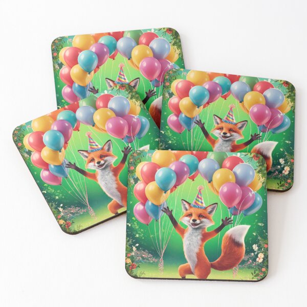 Item preview, Birthday Celebration. Birthday Fox. Adorable fox, birthday balloons, watercolor fox, fox drawing, floral fox designed and sold by FoxVibes.