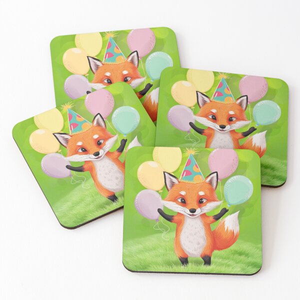 Item preview, Birthday Celebration. Birthday Fox. Adorable fox, birthday balloons, watercolor fox, fox drawing, floral fox designed and sold by FoxVibes.