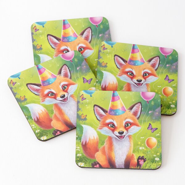 Item preview, Birthday Celebration. Birthday Fox. Adorable fox, birthday balloons, watercolor fox, fox drawing, floral fox designed and sold by FoxVibes.